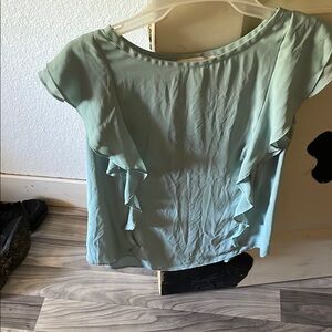 Women's Light Blue Ruffle Sleeve Top